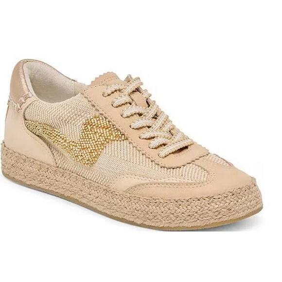 dolce vita Notice Espadrille Bead Sneakers Gold Multi Burlap 9.5 CREAM VNOTIC10 - Picture 2 of 7